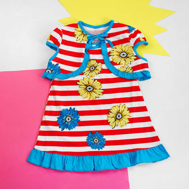 гр КП-191 “1“ /р.92/ / в червону смужку / Комплект дитячий / сарафан + болеро /