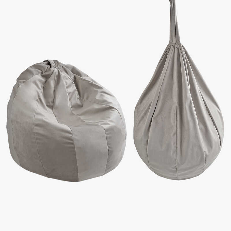 гр Крісло-мішок “Груша“ 54006 колір сірий (1)  чохол — меблевий велюр, наповнювач — пінопластові кульки, внутрішній чохол,  в пакеті