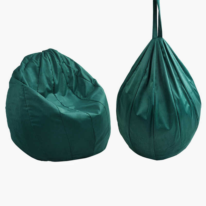 гр Крісло-мішок “Груша“ 62295 колір зелений (1)  чохол — меблевий велюр, наповнювач — пінопластові кульки, внутрішній чохол,  в пакеті