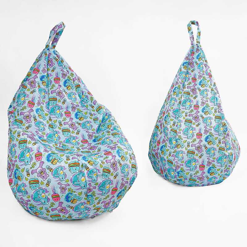 гр Крісло-мішок дитяче “Груша“ Д31263 “Ведмедик з бургером“ (1) герой, висота у підвішеному положенні 88 см, знімний водонепроникний чохол, в плівці