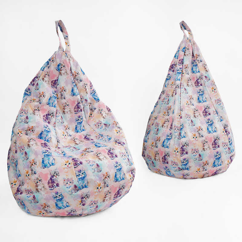 гр Крісло-мішок дитяче “Груша“ Д34578 “Котики“ (1) висота у підвішеному положенні 88 см, знімний водонепроникний чохол, в плівці