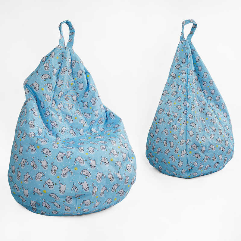 гр Крісло-мішок дитяче “Груша“ Д58467 “Котик-космонавт“ (1) висота у підвішеному положенні 88 см, знімний водонепроникний чохол, в плівці