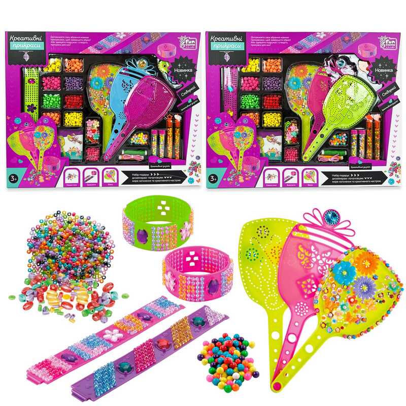 гр Креативні прикраси 90380 (24/2) “4FUN Game Club“, 2 види, віяло, браслети, аксесуари, намистини, в коробці