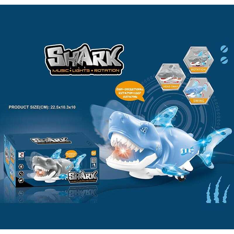 Акула музична ZR 186 (96/2) підсвічування, пісня англійською, колесо вільного ходу, рухає плавниками, хвостом та головою, в коробці