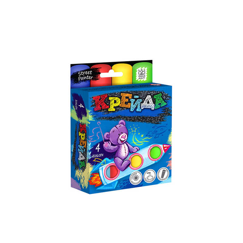 гр Крейда для малювання MEL-01-02U УКР. (36) “Danko Toys“, d-2,5 см, 4 штуки, кольорова