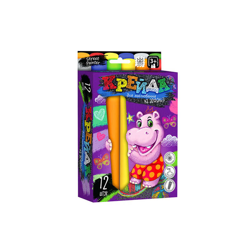 гр Крейда для малювання MEL-01-06U УКР. (10) “Danko Toys“, d-2,5 см, 12 штук, 6 кольорів