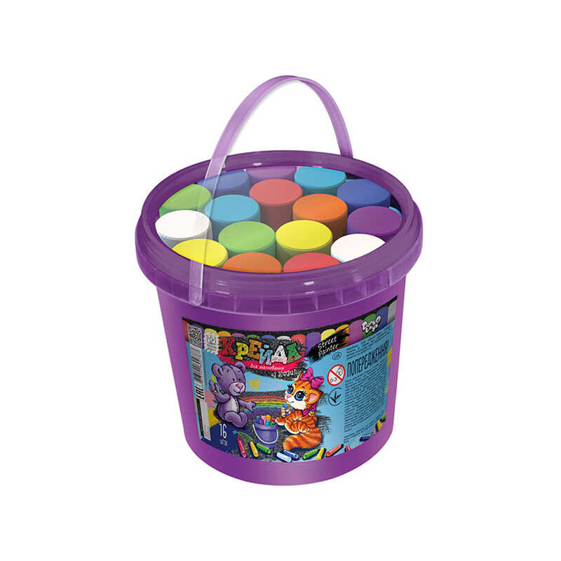 гр Крейда для малювання MEL-03-01U банка УКР. (12) “Danko Toys“, d-2,5 см, 16 штук, 8 кольорів