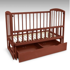 гр Ліжечко дерев. маятник + шухляда - відкидний борт “Спимо“ С-74155 (1) вільха - колір темно-коричневий