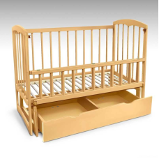 гр Ліжечко дерев. маятник + шухляда - відкидний борт “Спимо“ С-74157 (1) вільха - колір світло-коричневий