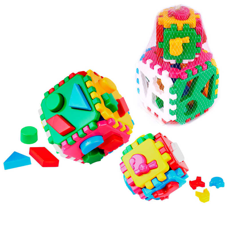 гр Куб “Розумний малюк 1+1“ 1899 (15) “Technok Toys“, по 6 граней, тварини та геометричні фігури, 22см, у сітці