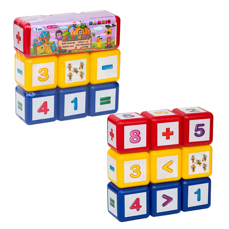 гр Кубики маленькі “Математика“ 028/6 (30) “BAMSIC“ 9 штук, в сітці