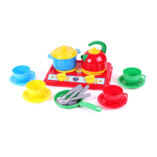 гр Кухня “Галинка 5“ 1851 (12) “Technok Toys“, плита, посуд на 4 персони, чайник, пательня, каструля, в пакеті
