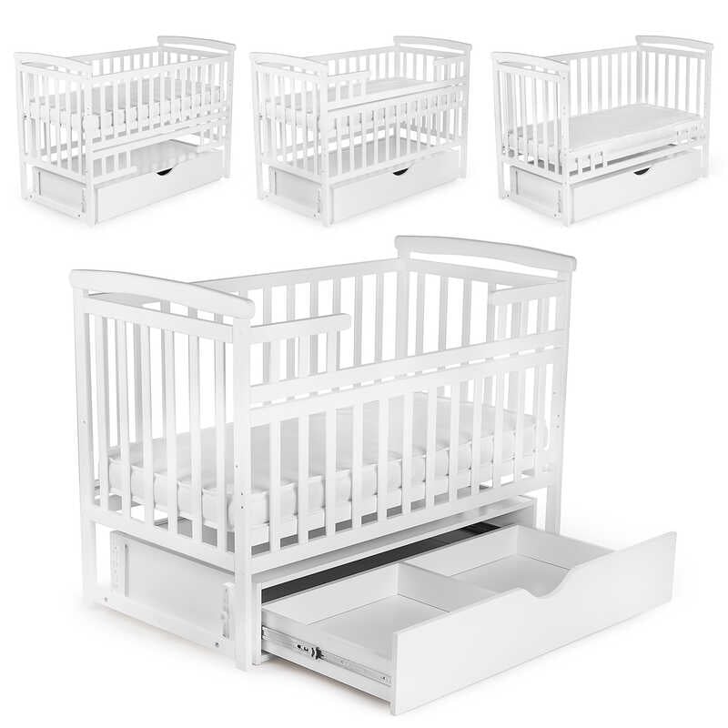 гр Ліжечко “Трансформер“ колір - білий, з шухлядою DS-101 (1) маятниковий механізм