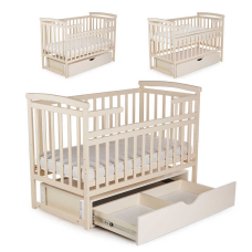 гр Ліжечко “Трансформер“ колір - ваніль, з шухлядою DS-102 (1) маятниковий механізм