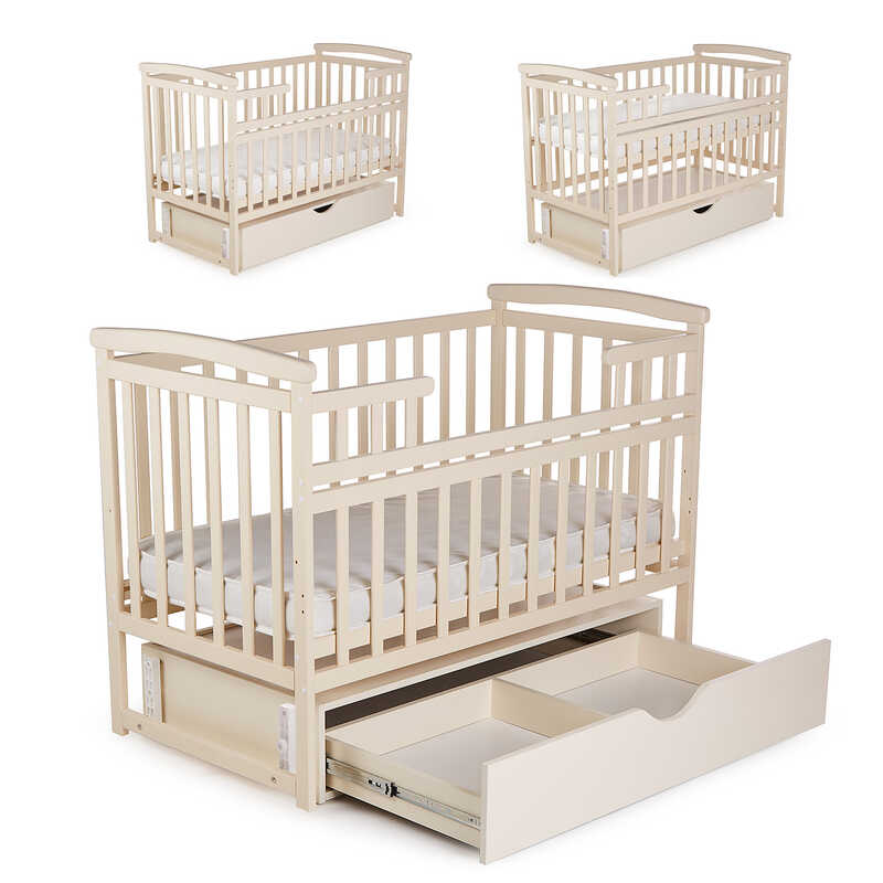 гр Ліжечко “Трансформер“ колір - ваніль, з шухлядою DS-102 (1) маятниковий механізм