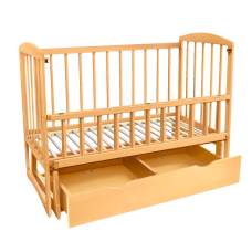 гр Ліжечко дерев. маятник + шухляда - відкидний, “Няша“ (1) вільха - колір світло-коричневий