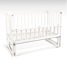 гр Ліжечко дерев`яне маятник - відкидний бортик “Сон“ С-137469 (1) вільха - колір білий