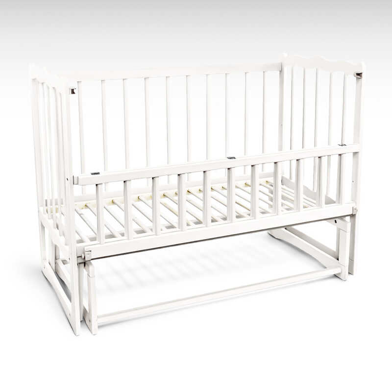 гр Ліжечко дерев`яне маятник - відкидний бортик “Сон“ С-137469 (1) вільха - колір білий гр Ліжечко дерев`яне маятник - відкидний бортик “Сон“ С-137469 (1) вільха - колір білий