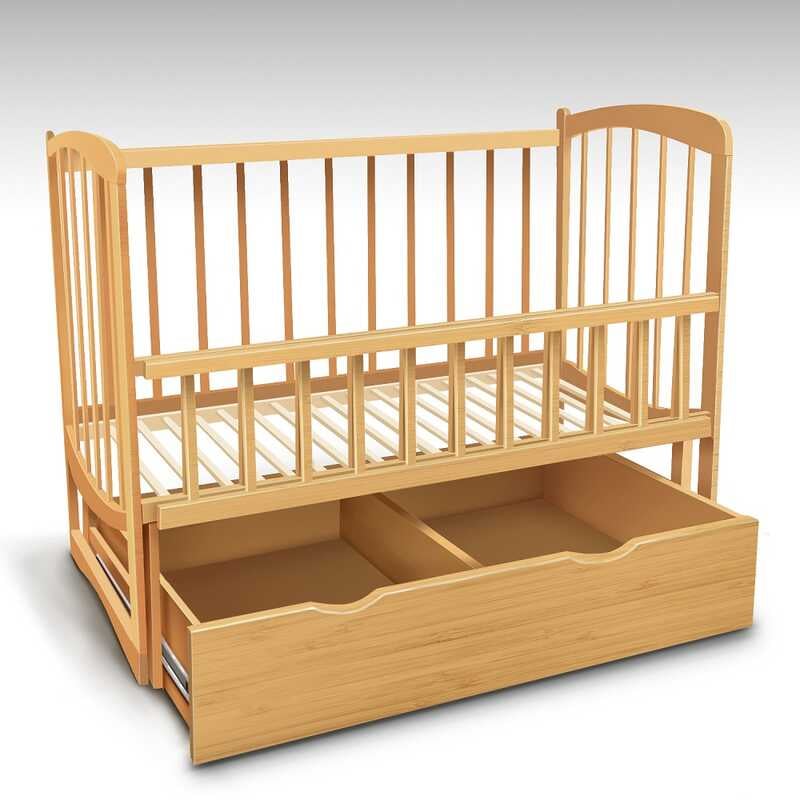 гр Ліжечко дерев. маятник + шухляда - відкидний, “Комета“ С-80601 (1) вільха - колір світло-коричневий