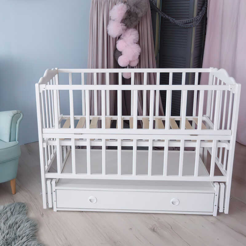 гр Ліжечко дитяче “Анастасія“ (1) шарнір-підшипник з відкидною боковиною+шухляда, бук (білий) гр Ліжечко дитяче “Анастасія“ (1) шарнір-підшипник з відкидною боковиною+шухляда, бук (білий)