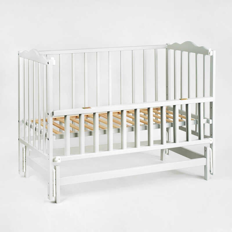 гр Ліжечко дитяче “Анастасія-2“ (1) шарнір-підшипник з відкидною боковиною, бук (Сірий)