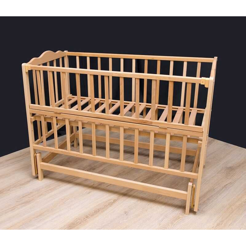 гр Ліжечко дитяче “Анастасія-2“ (1) шарнір-підшипник з відкидною боковиною, бук (натуральний колір)