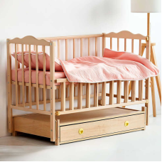 гр Ліжечко дитяче “Ангеліна“ (1) шарнір-підшипник з відкидною боковиною+шухляда, бук (натуральна)