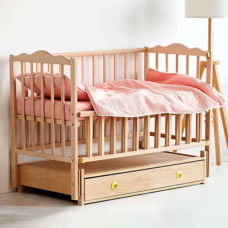 гр Ліжечко дитяче “Ангеліна“ (1) шарнір-підшипник з відкидною боковиною+шухляда, бук (натуральна)