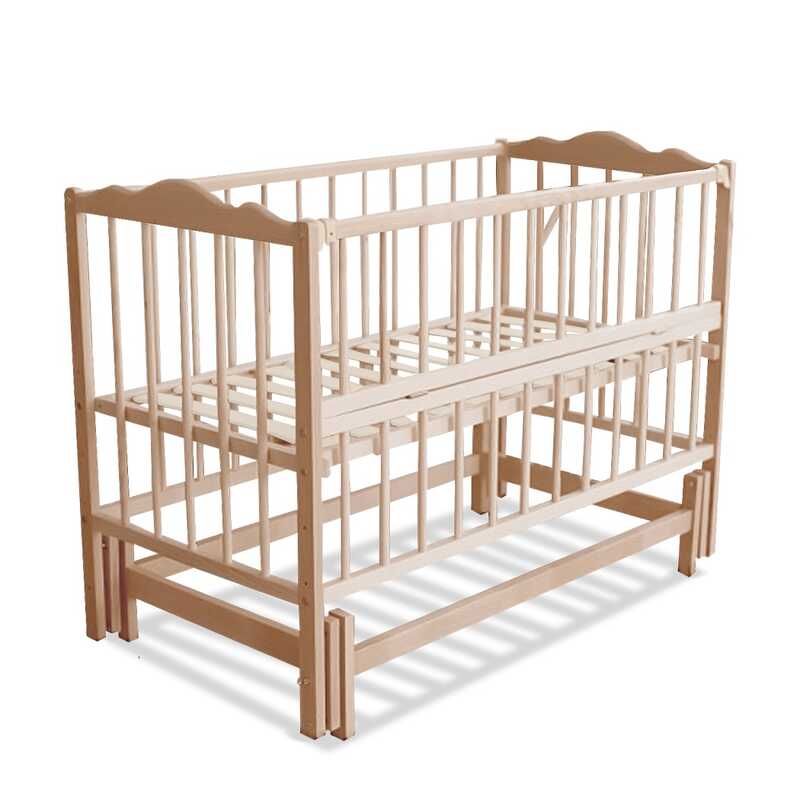 гр Ліжечко дитяче “Ангеліна-2“ (1) шарнір-підшипник з відкидною боковиною, бук (Натуральна)