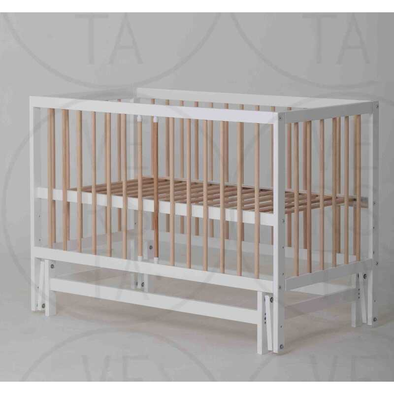 гр Ліжечко дитяче “Казка“ (1) шарнір-підшипник з висувною палочкою + шухляда (Білий+натуральна палочка)