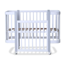 гр Ліжечко дитяче “МІЯ“ (1) бук, шарнір-підшипник, опускна боковина (біле+сіра стійка)