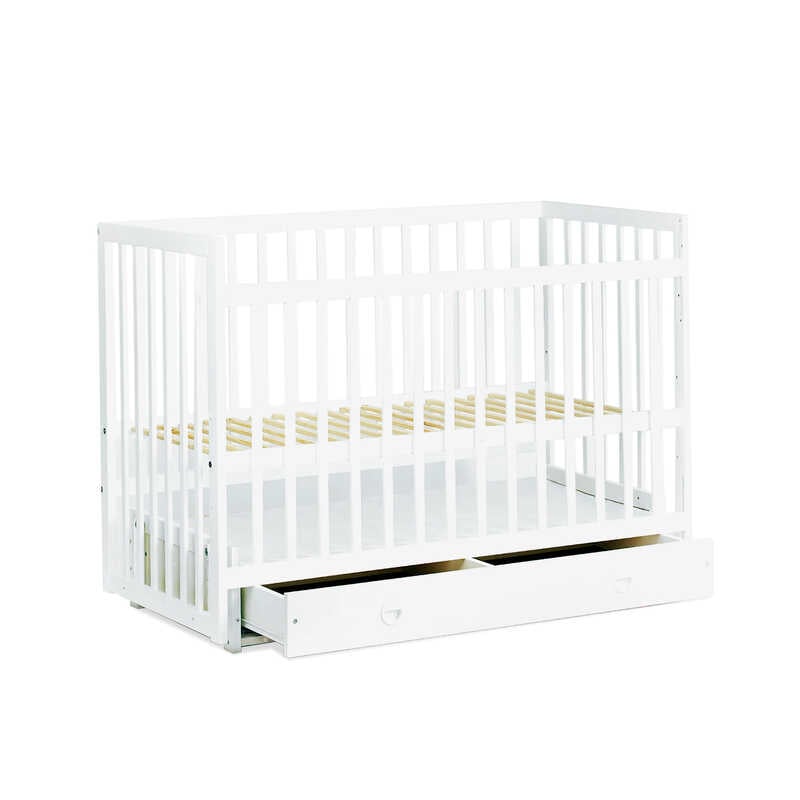 гр Ліжечко дитяче “Софія“ - шарнір-підшипник+ящик з опускною боковиною (Білий, біла паличка)