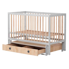гр Ліжечко дитяче “Софія“ - шарнір-підшипник+ящик з опускною боковиною (Сірий+натуральний)