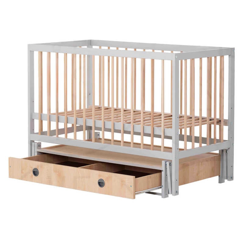 гр Ліжечко дитяче “Софія“ - шарнір-підшипник+ящик з опускною боковиною (Сірий+натуральний) гр Ліжечко дитяче “Софія“ - шарнір-підшипник+ящик з опускною боковиною (Сірий+натуральний)