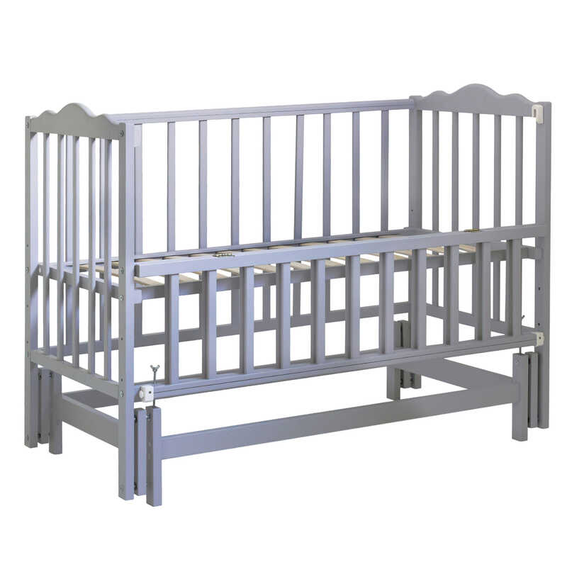 гр Ліжечко дитяче “Софія-2“ - шарнір-підшипник з опускною боковиною (Сірий)