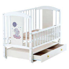 гр Ліжечко дитяче ЛІЛІ “Слоник“ (1) шарнір-підшипник з відкидною боковиною+шухляда, (слонова кістка)