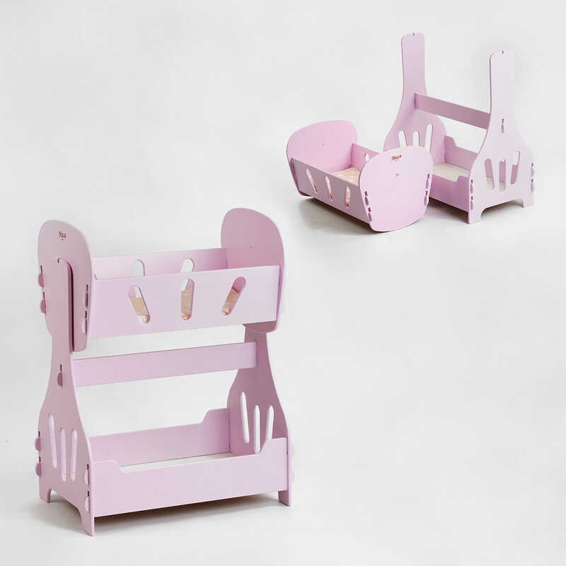 гр Ліжечко для ляльок, качалка, двоярусне №8005 (1) рожеве “МАСЯ“, в коробці