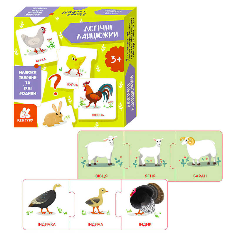 гр Логічні ланцюжки. Малюки тварини та їхні родини КН1782001У (14) “Кенгуру“