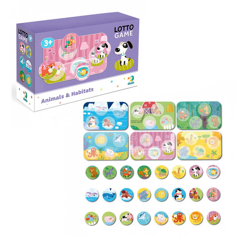 гр Лото “Тварини та їх місце існування“ 300196 (16) “Dodo“, 6 карток, 24 фішки