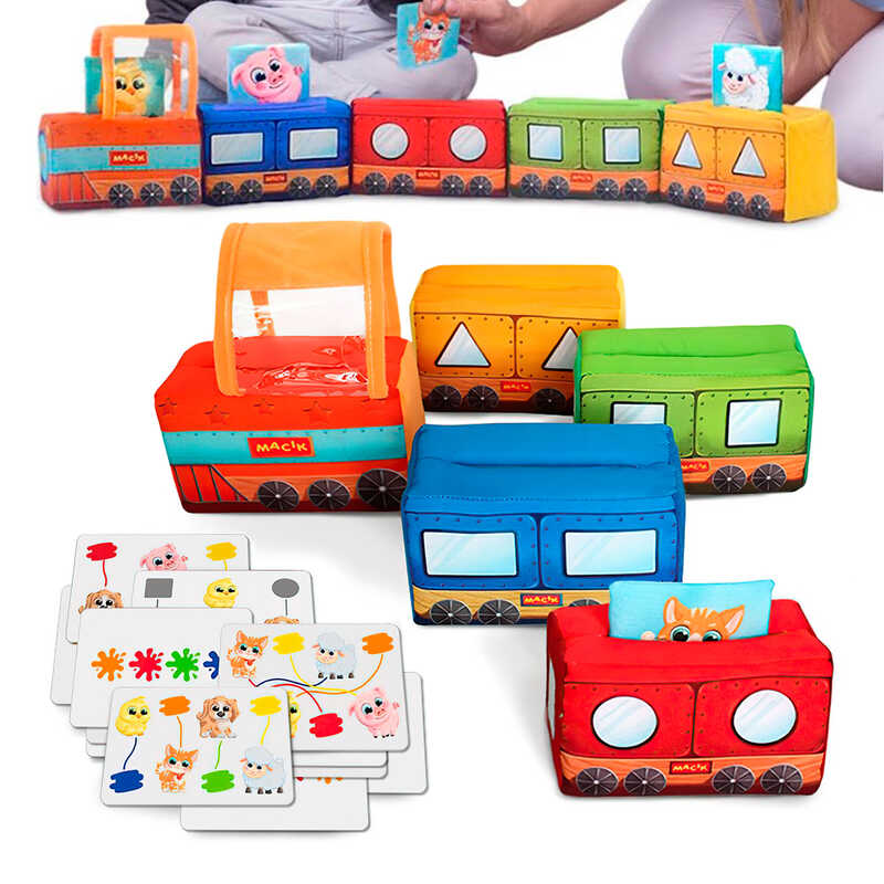 гр М`яка MC 090602-08 розвиваюча іграшка “Паровозик“ (8) “Масік“, 5 кубиків, картки, у пакеті