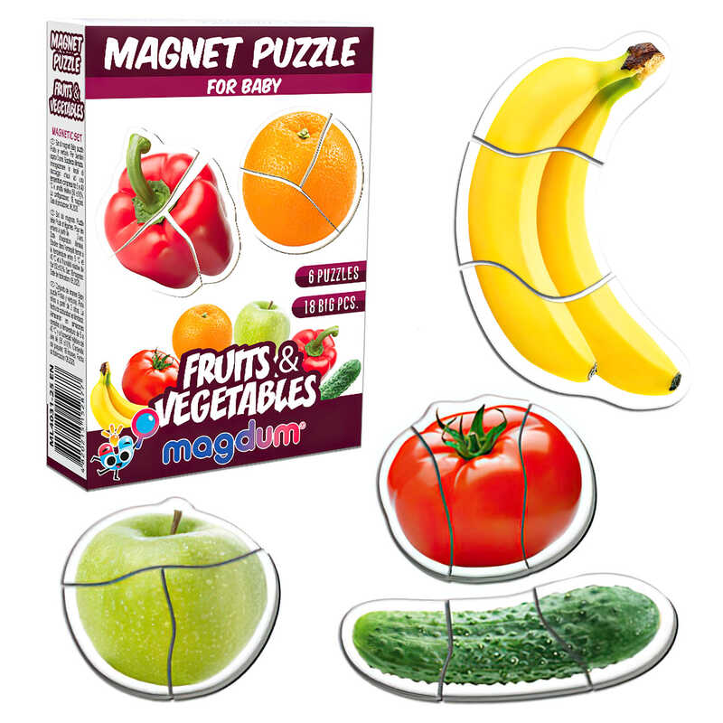 гр Магнітні пазли ML4031-25 EN “Fruits and vegetables“ (70) “Magdum“, англ. мова, в коробці