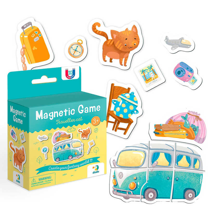 гр Магнітна гра “Котик-мандрівник“ 200234 (60) “DoDo“, 20 магнітів, в коробці