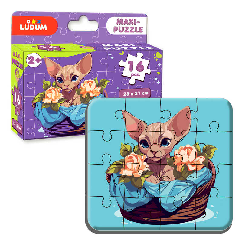 гр Максі-пазл “Котик 2“ МЕ 5032-03 (12) “Ludum“, 16 елементів, в коробці
