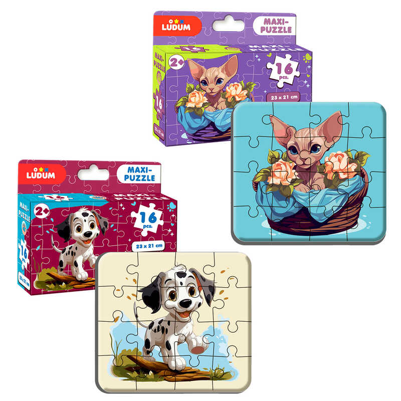 гр Максі-пазл “Котик2+Песик2“ ME5032-10 (60) “Ludum“, 2 пазли по 16 елементів, в коробці