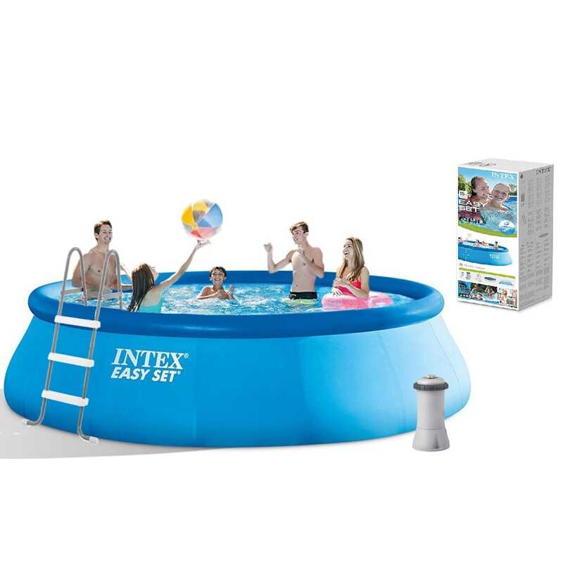 Intex Басейн 26166 NP (1) об“єм:12430л, фільтр+насос, розмір:457х107см (3785л/год, драбина, тент, підстилка)