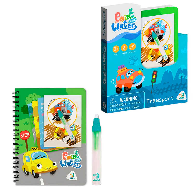 гр Малюй водою “Транспорт“ 300309 (150) “DoDo“, 8 сторінок, маркер, в коробці