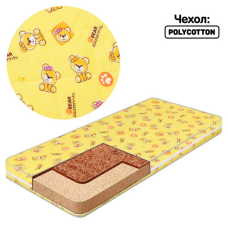 гр Матрац кокос - поролон - полікотон “Малютка2“ Сліди ведмедики “(1) - 11122238 колір жовтий  “Homefort“