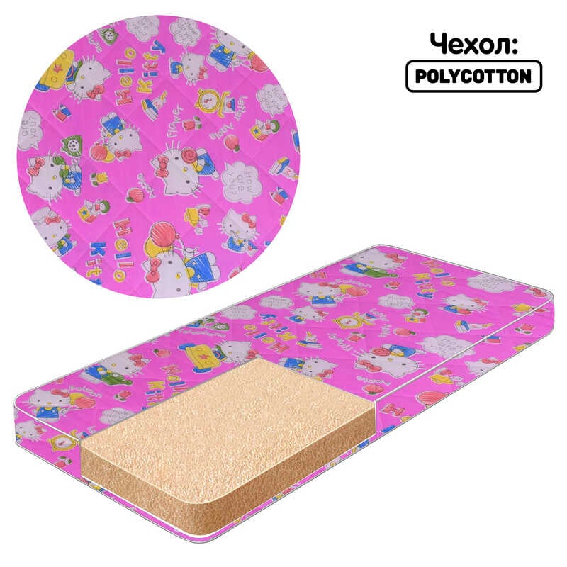 гр Матрац поролон - полікотон “Малютка 3“ 111233  Kitty “- колір рожевий (1) - “Homefort“