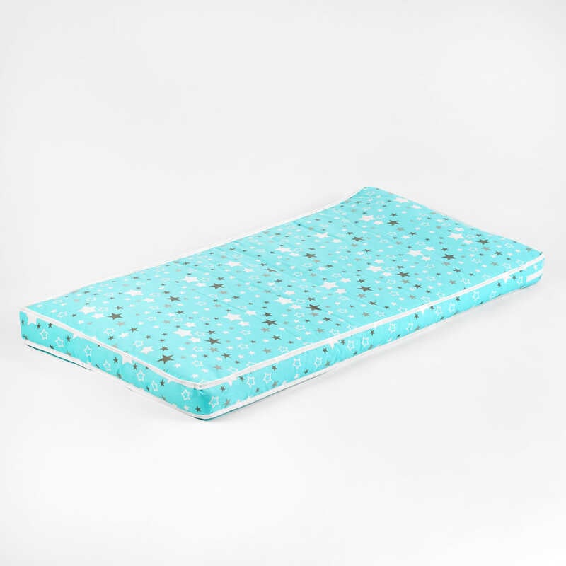 гр Матрац кокос - поролон - кокос - “Зірки сіро-білі“ 6499 - колір бірюзовий