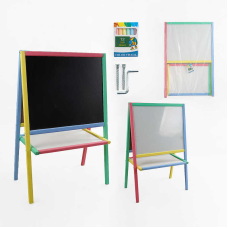 гр Мольберт 15625 маленький - кольоровий, 54х35х82 см, двосторонній, набір крейди, в пакеті